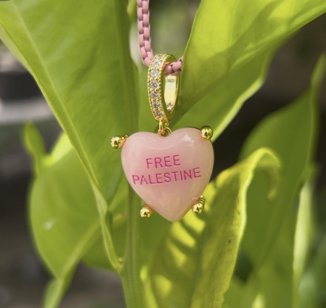 Free Palestine Heart Charm Necklace - Bold Cute & Powerful Options - Perfect for Weddings & Cultural Events