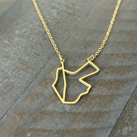 Gold Palestine-Jordan Map Necklace Minimalist Outline Pendant Arab Unity Jewelry