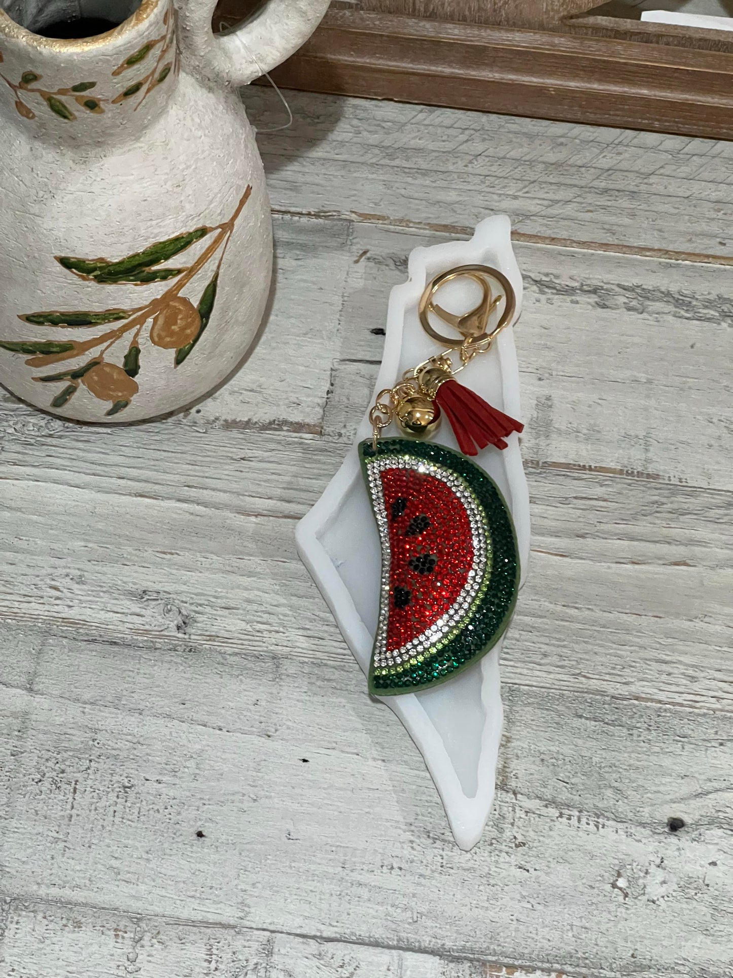 Palestine Watermelon Keychain Sparkly Purse Charm