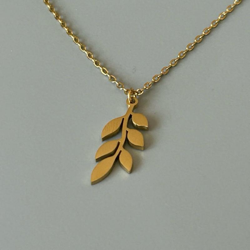 Olive Branch Necklace Gold-Tone Pendant of Peace Palestinian Symbol