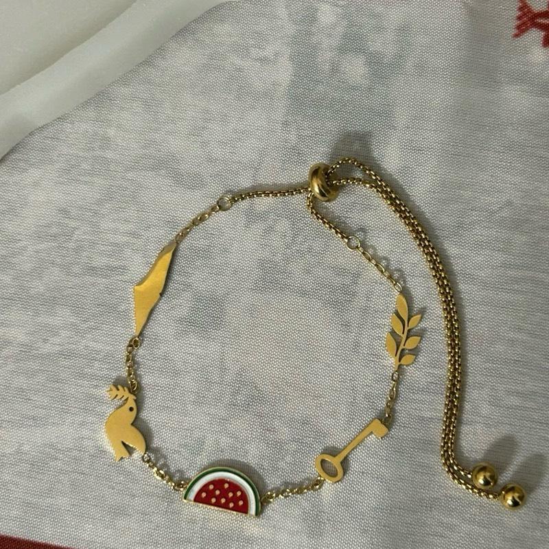 Palestinian Symbol Charm Bracelet with Olive Branch Watermelon Map Dove Key of Return Unique Design