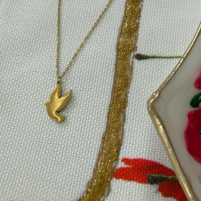 Dove of Peace Necklace Gold Plated Symbol of Hope & Resilience
