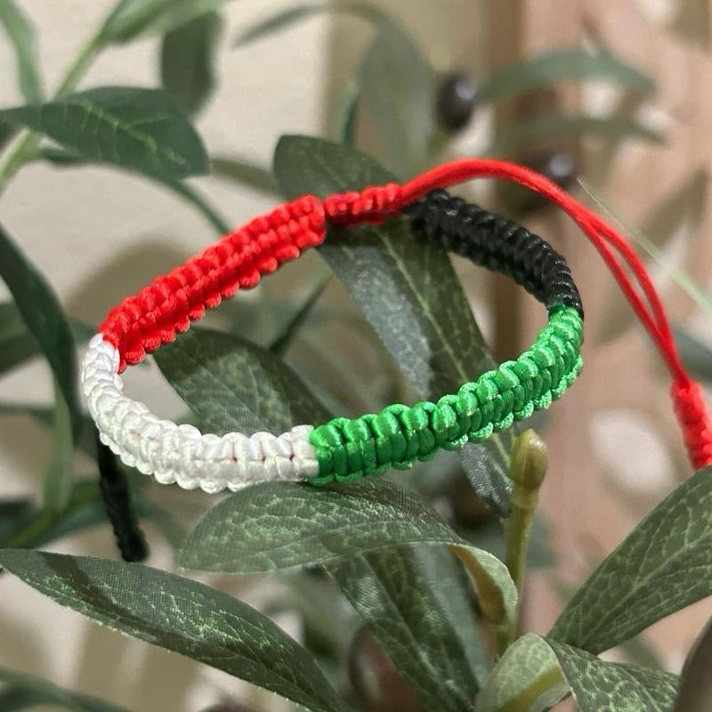 Palestine Flag Adjustable Woven Bracelet - Symbol of Solidarity