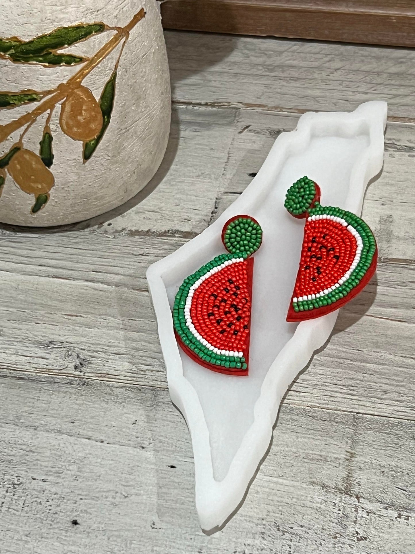 Beaded Watermelon Earrings