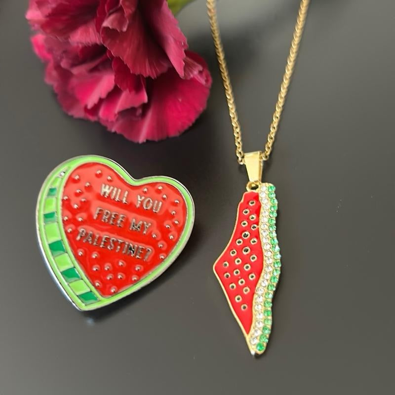 Free My Palestine necklace & Pin Set
