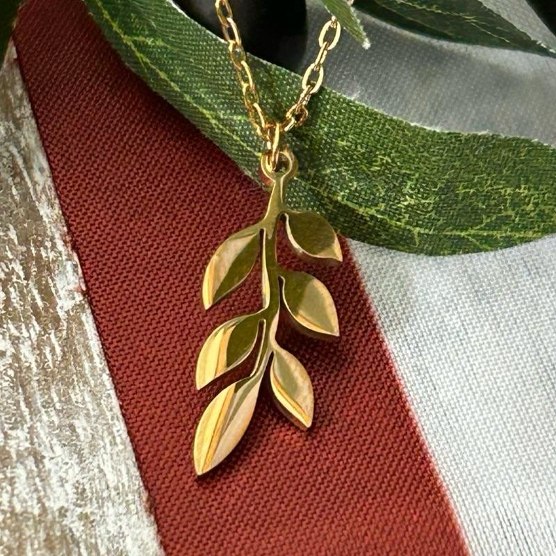 Olive Branch Necklace Gold-Tone Pendant of Peace Palestinian Symbol