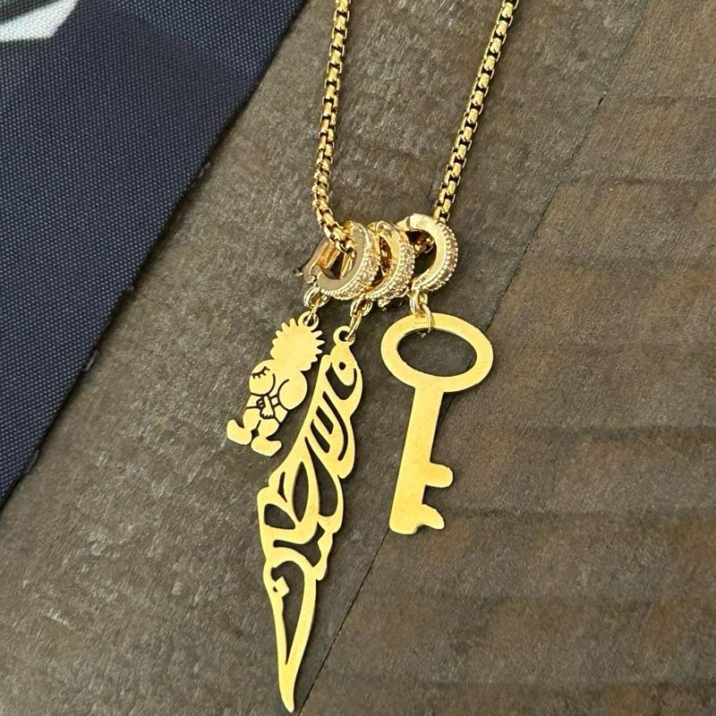Gold-Plated Palestine Map Handala and Key of Return Necklace with Unique Design Elements
