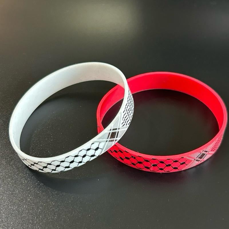 Silicone Keffiyeh Bracelet β Red or White Wristband