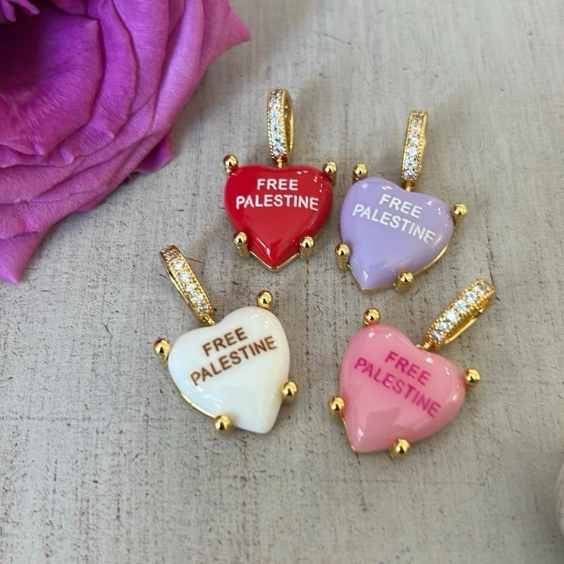 Free Palestine Heart Charm Necklace - Bold Cute & Powerful Options - Perfect for Weddings & Cultural Events