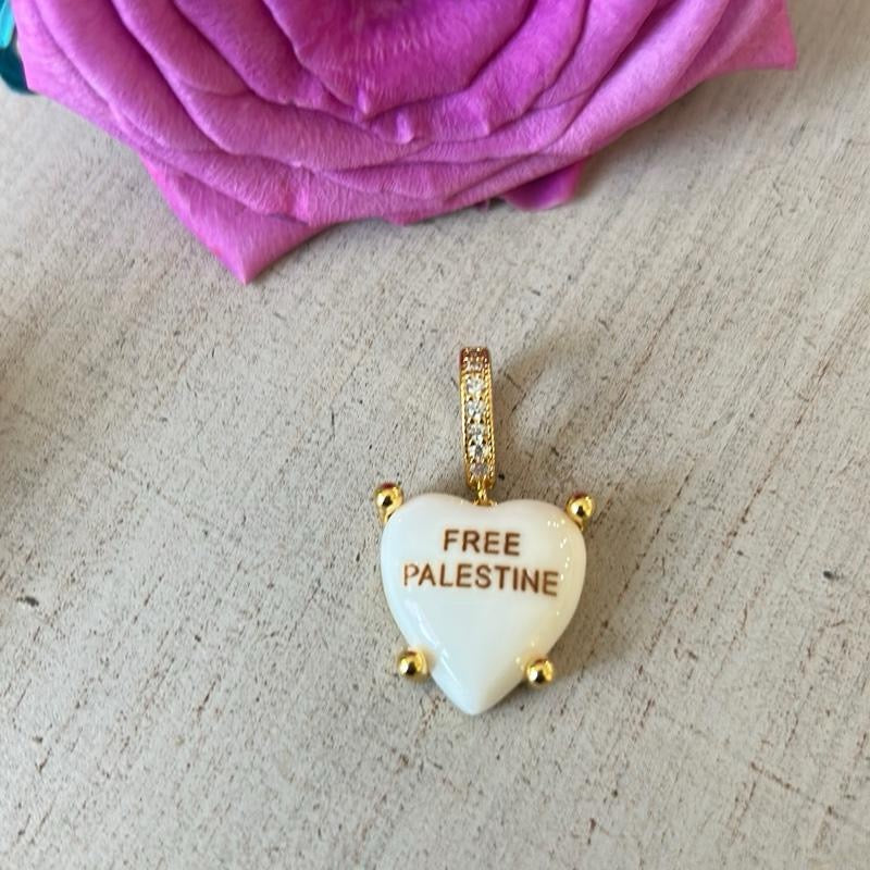 Free Palestine Heart Charm Necklace - Bold Cute & Powerful Options - Perfect for Weddings & Cultural Events