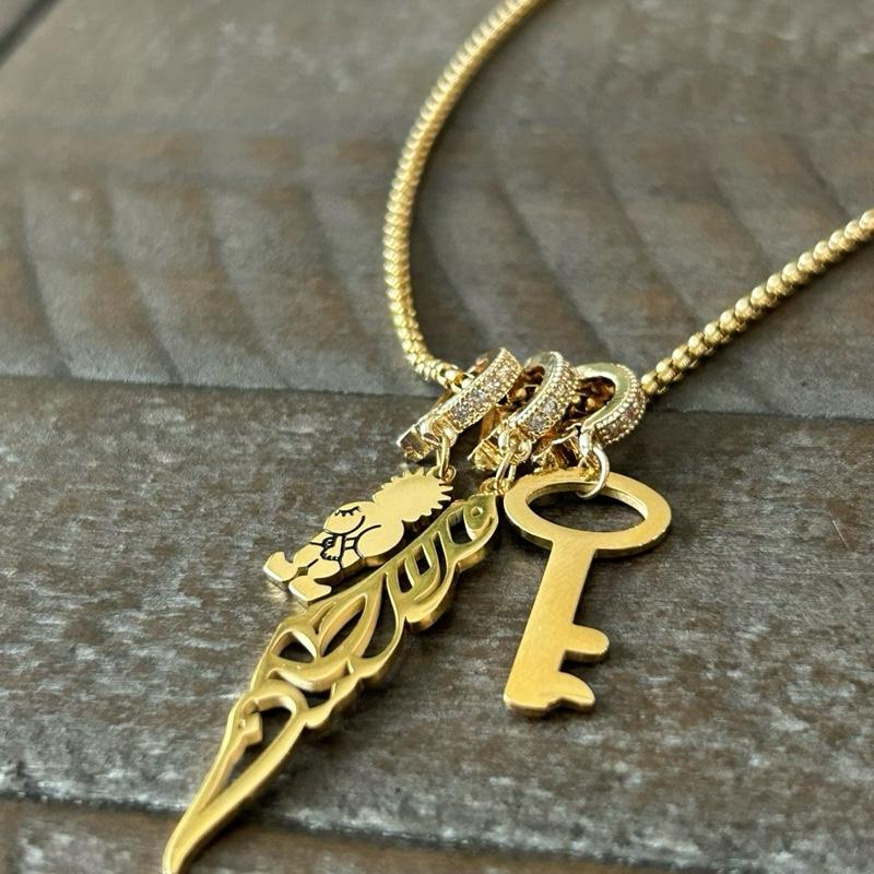 Gold-Plated Palestine Map Handala and Key of Return Necklace with Unique Design Elements