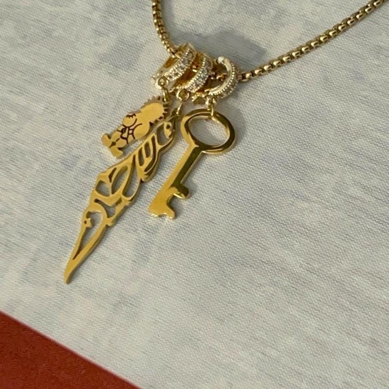 Gold-Plated Palestine Map Handala and Key of Return Necklace with Unique Design Elements