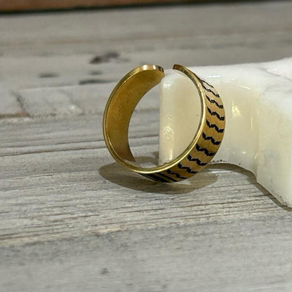 Keffiyeh Pattern Ring Adjustable Stainless Steel Band