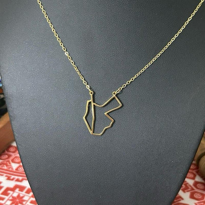 Gold Palestine-Jordan Map Necklace Minimalist Outline Pendant Arab Unity Jewelry