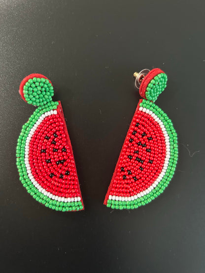 Beaded Watermelon Earrings