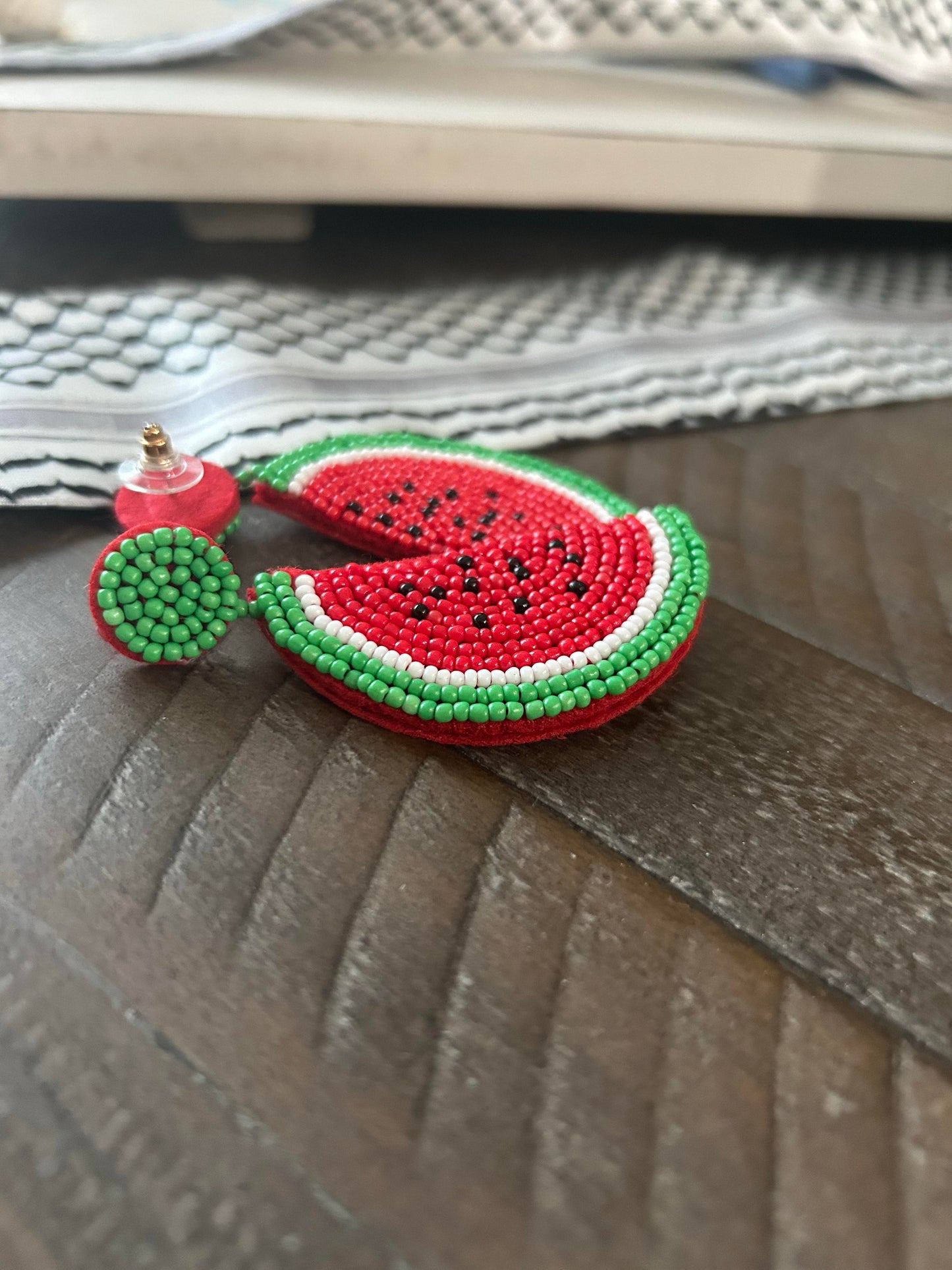 Beaded Watermelon Earrings
