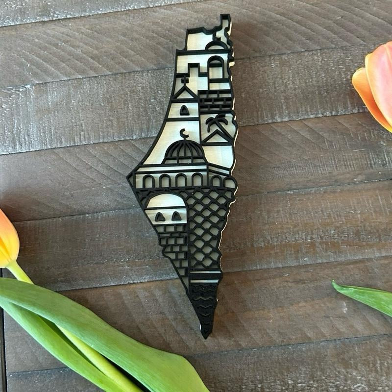 Palestine Map Fridge Magnet  Wood Laser-cut