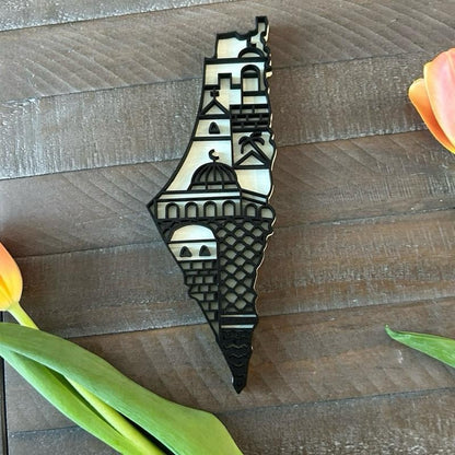 Palestine Map Fridge Magnet  Wood Laser-cut