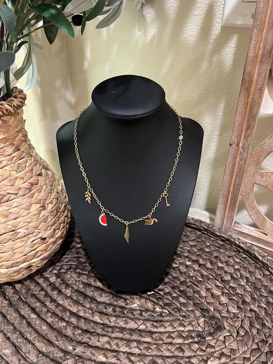 Palestine 5 Charms Adjustable Necklace – Palestine in Five Symbols