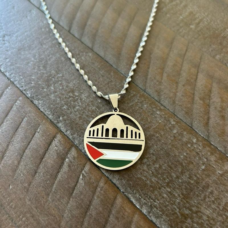 Palestine Flag and Al-Aqsa Dome Necklace – Dome of the Rock Pendant with Flag