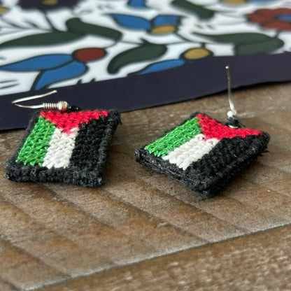 Handmade Palestinian Flag Embroidered Earrings