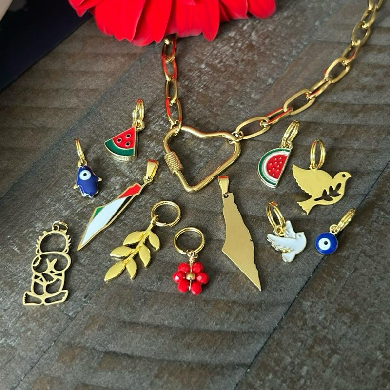 Mix & Match Heart Lock Necklace with Your Choice of 3 Charms