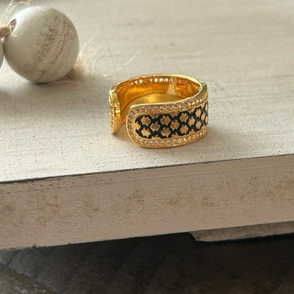 Palestine Flag and Keffiyeh Cuff Ring Adjustable