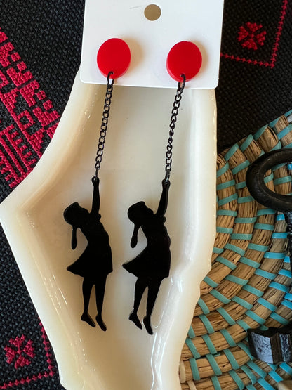 Palestinian Earrings | "The Girl and the Balloon" | Silhouette Dangle Earrings