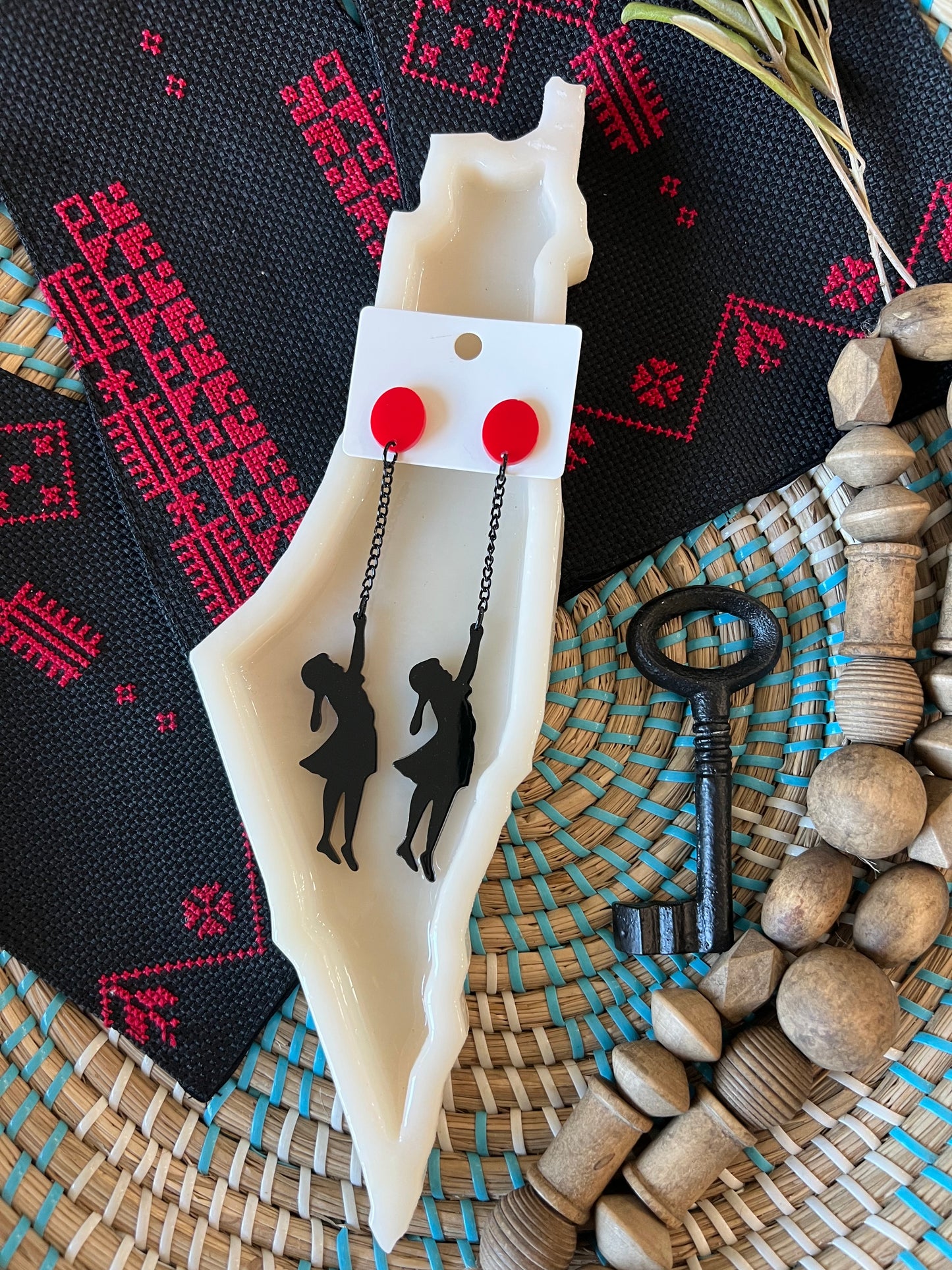 Palestinian Earrings | "The Girl and the Balloon" | Silhouette Dangle Earrings