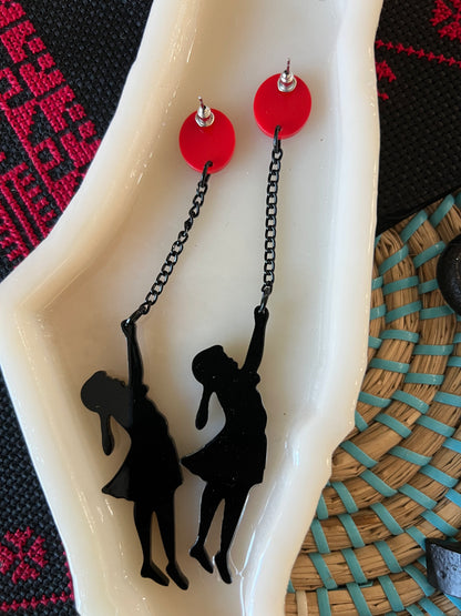 Palestinian Earrings | "The Girl and the Balloon" | Silhouette Dangle Earrings