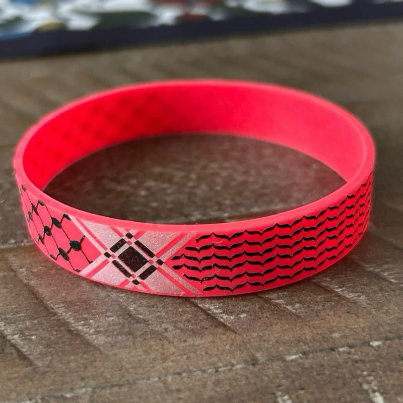 Silicone Keffiyeh Bracelet – Red or White Wristband