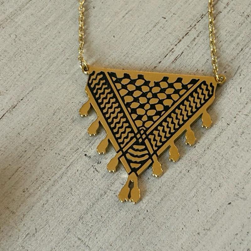 Palestinian Keffiyeh Necklace – Gold or Silver Tatreez Chain