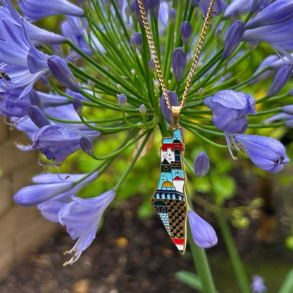 Colorful Palestine Map Necklace with Landmarks & Culture
