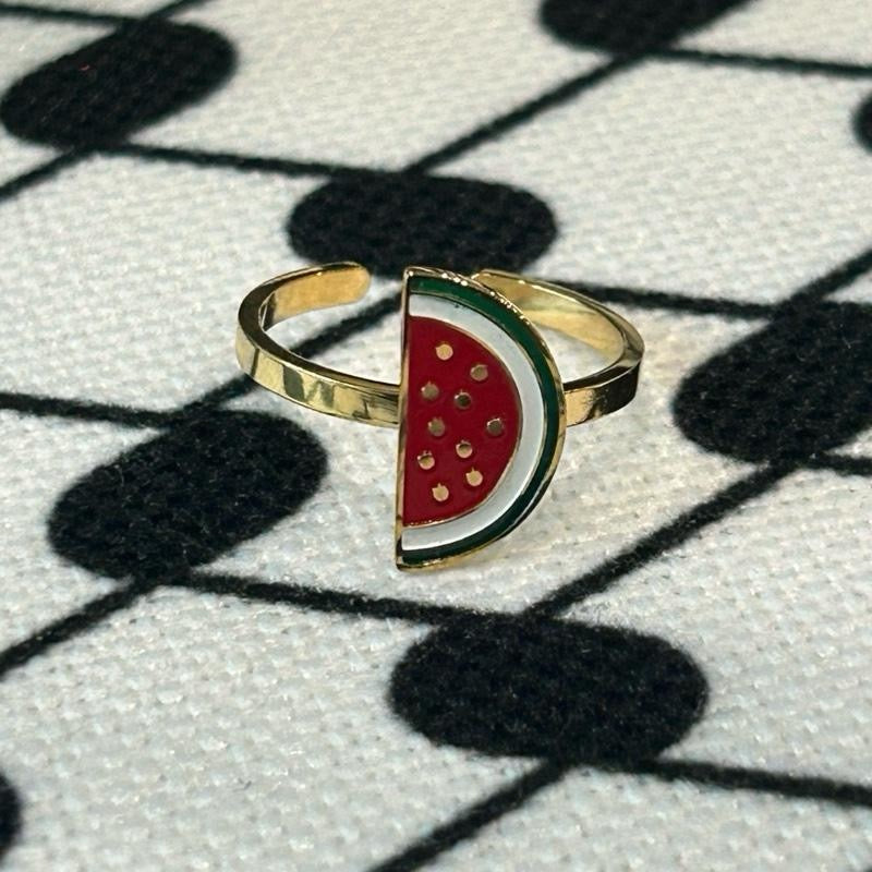 Watermelon Slice Adjustable Ring – Cute Accessory, Enamel Fruit Ring