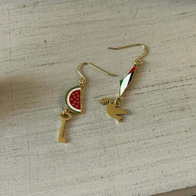 Unique Palestinian Drop Earrings Mismatched Set