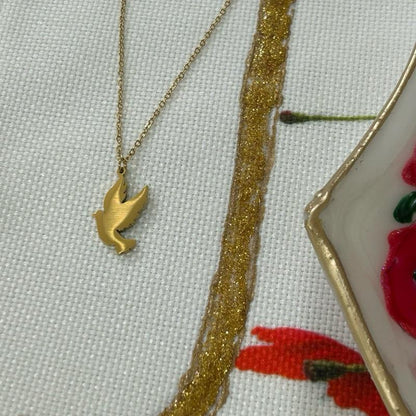 Dove of Peace Necklace Gold Plated Symbol of Hope & Resilience