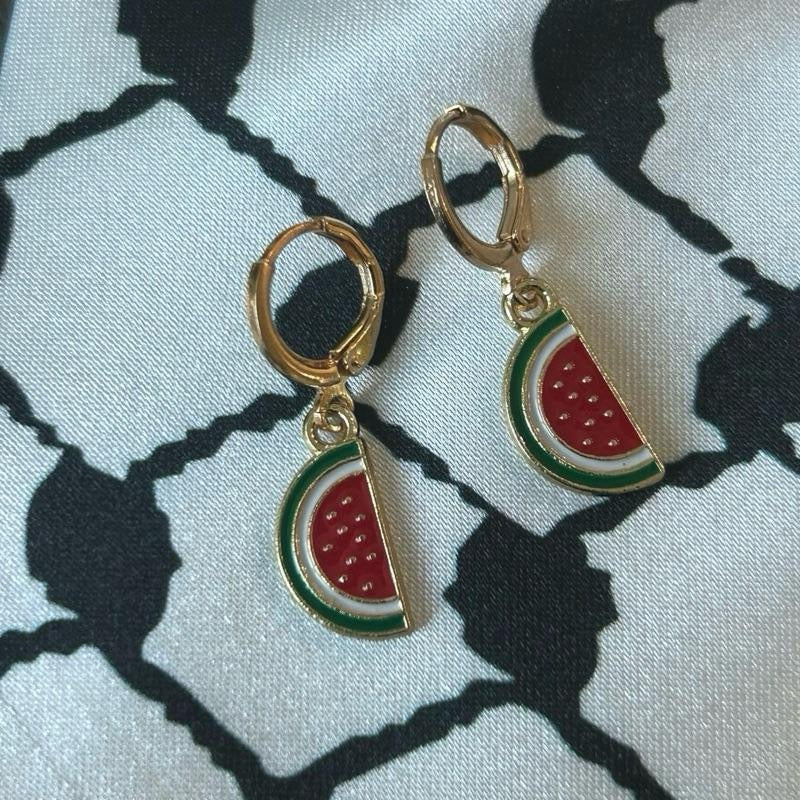 Palestinian Watermelon Earrings - hoop Palestine earrings for girls and women
