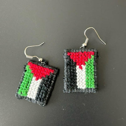 Handmade Palestinian Flag Embroidered Earrings