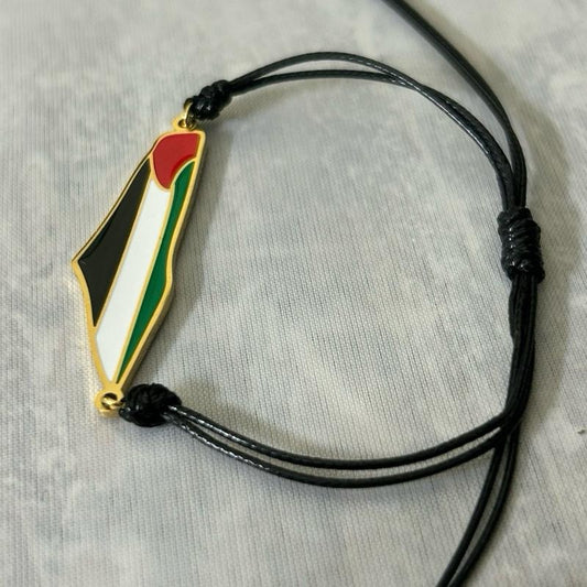 Palestine Flag Map Bracelet – Adjustable Cord