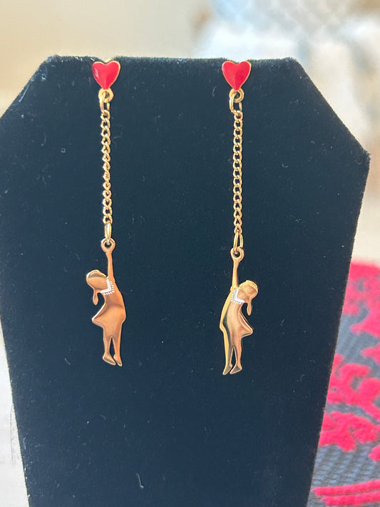 Keffiyeh Girl Balloon Earrings – Palestinian Resilience Dangle Earrings