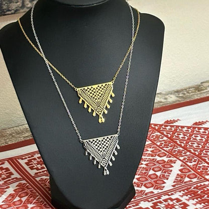 Palestinian Keffiyeh Necklace – Gold or Silver Tatreez Chain