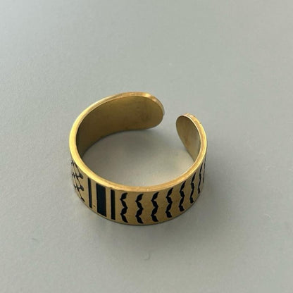 Keffiyeh Pattern Ring Adjustable Stainless Steel Band