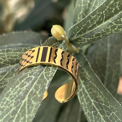 Keffiyeh Pattern Ring Adjustable Stainless Steel Band