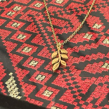 Olive Branch Necklace Gold-Tone Pendant of Peace Palestinian Symbol