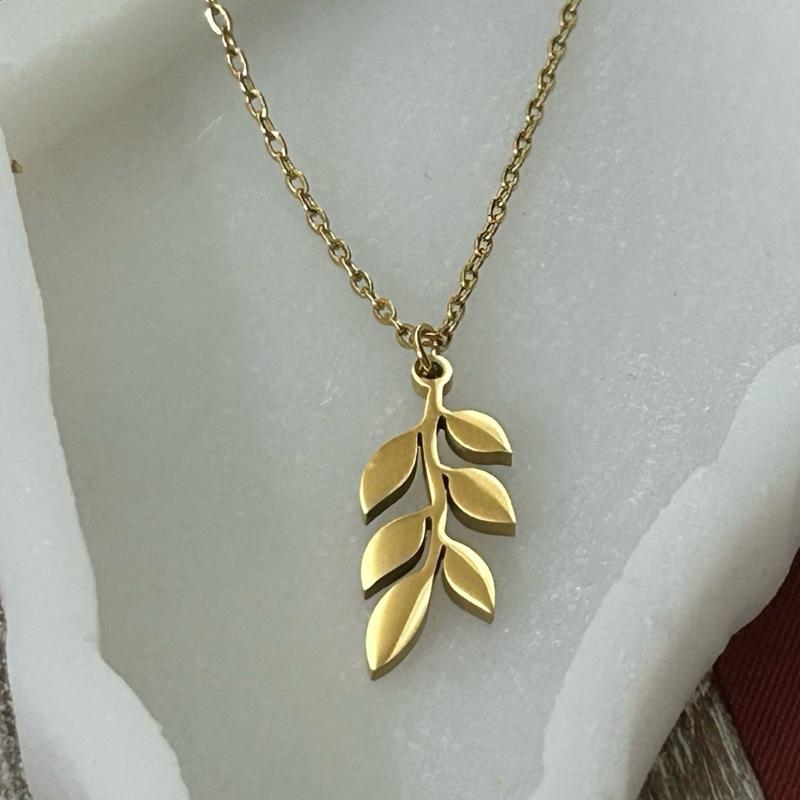 Olive Branch Necklace Gold-Tone Pendant of Peace Palestinian Symbol