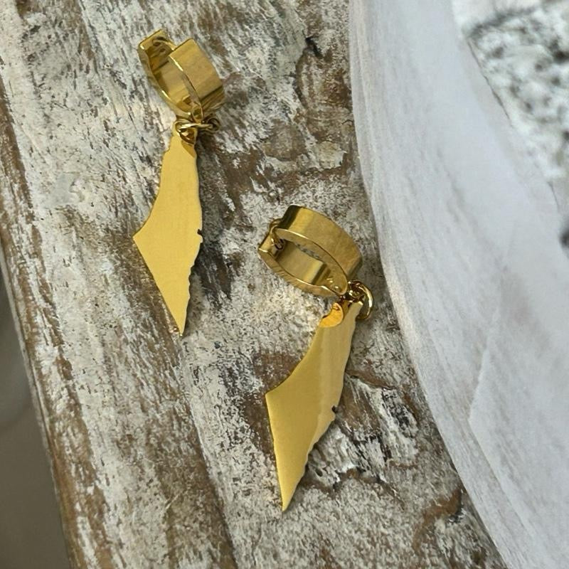 Palestine Map Hoop Earrings Dainty Drop Design