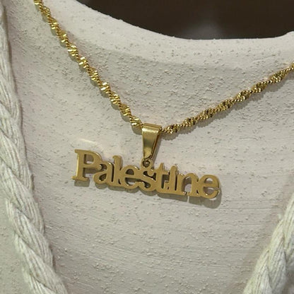 Gold-Plated "Palestine" Necklace - Minimalist Chain Statement Jewelry