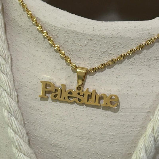 Gold-Plated "Palestine" Necklace - Minimalist Chain Statement Jewelry