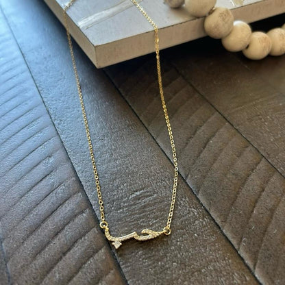 Hob Necklace - Arabic Calligraphy for Love حب, Gold-Plated Chain with Decorative Design