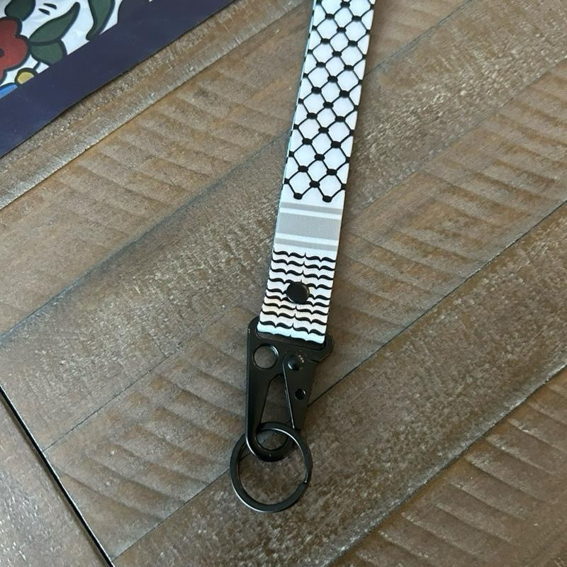 Palestinian Keffiyeh Wristlet Keychain – Kufiya Pattern Wrist Strap Key Fob